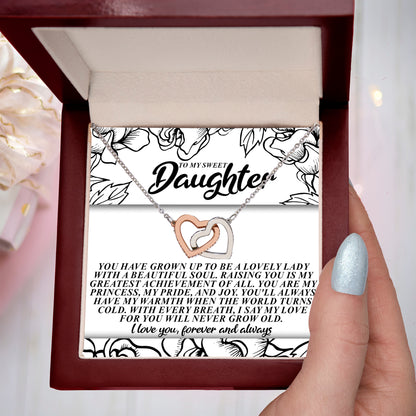 To My Sweet Daughter – You'll Always Have My Warmth When the World Turns Cold – Necklace Gift from Mom or Dad with Message Card - Mallard Moon Gift Shop