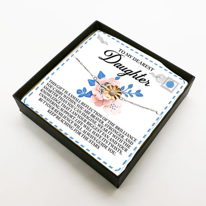 To My Dearest Daughter – Keep Reaching for the Stars - Sunflower Bracelet Gift with Message Card - Mallard Moon Gift Shop