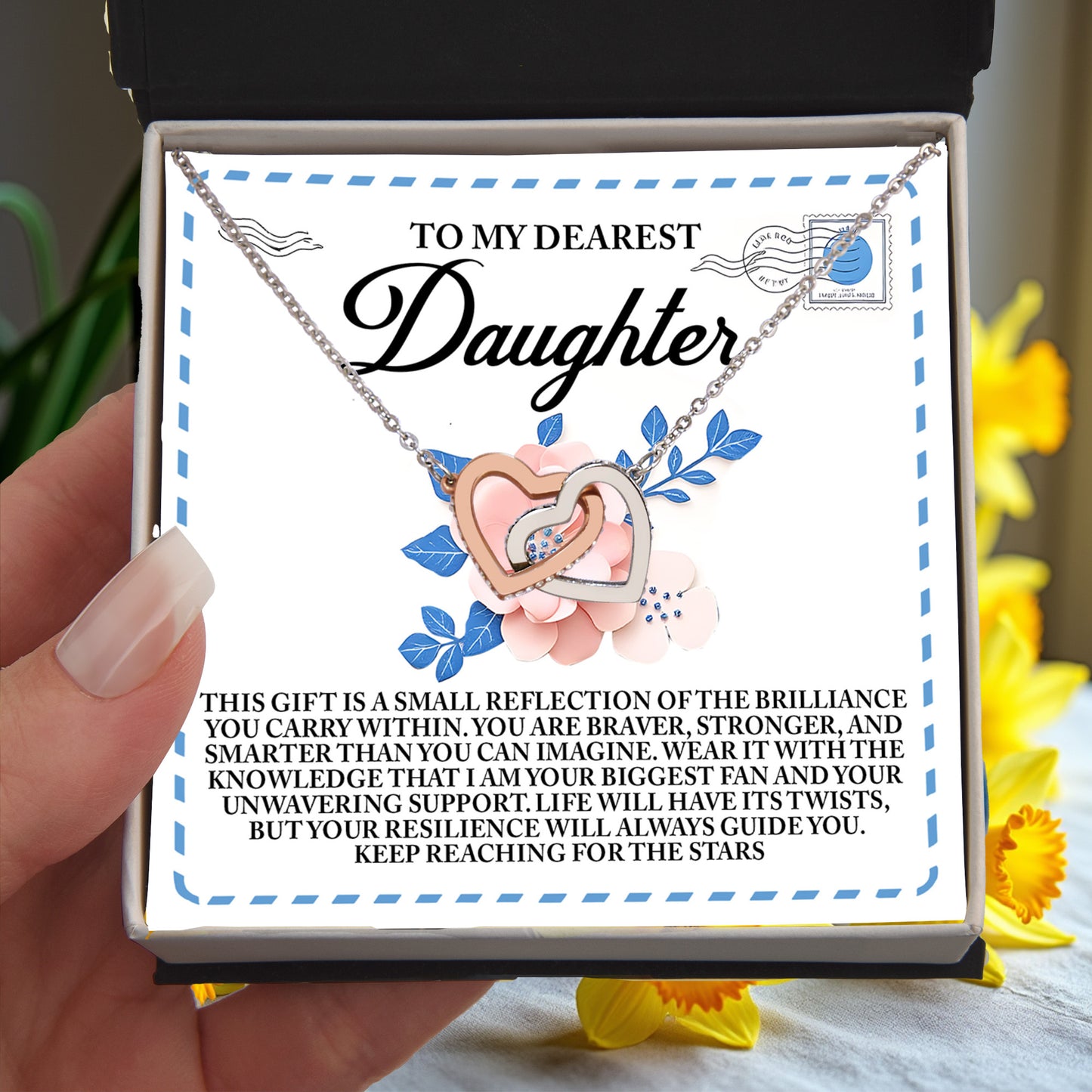 To My Dearest Daughter – Keep Reaching for the Stars - Inspirational Necklace Gift with Message Card - Mallard Moon Gift Shop
