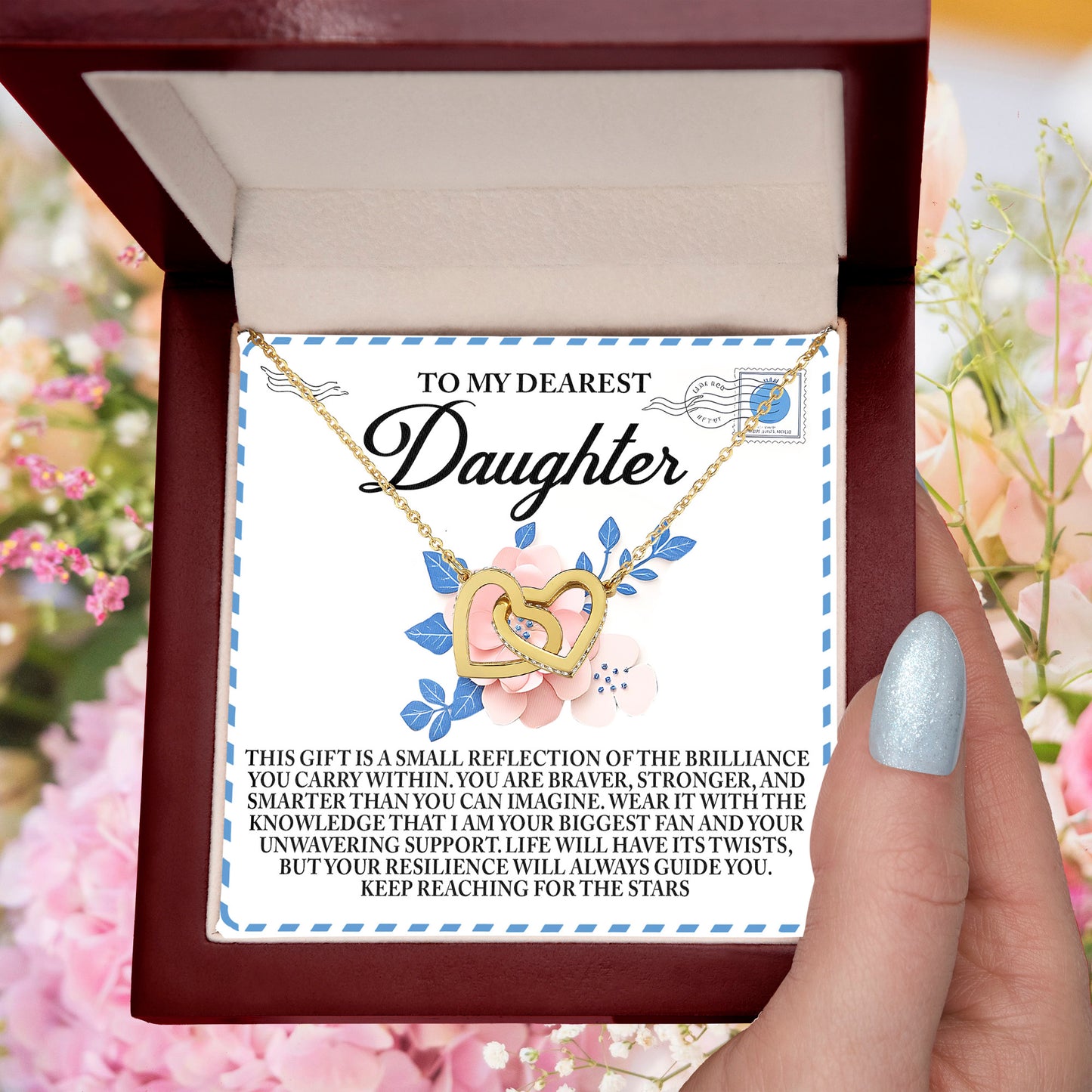 To My Dearest Daughter – Keep Reaching for the Stars - Inspirational Necklace Gift with Message Card - Mallard Moon Gift Shop