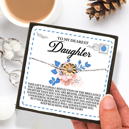 To My Dearest Daughter – Keep Reaching for the Stars - Sunflower Bracelet Gift with Message Card - Mallard Moon Gift Shop