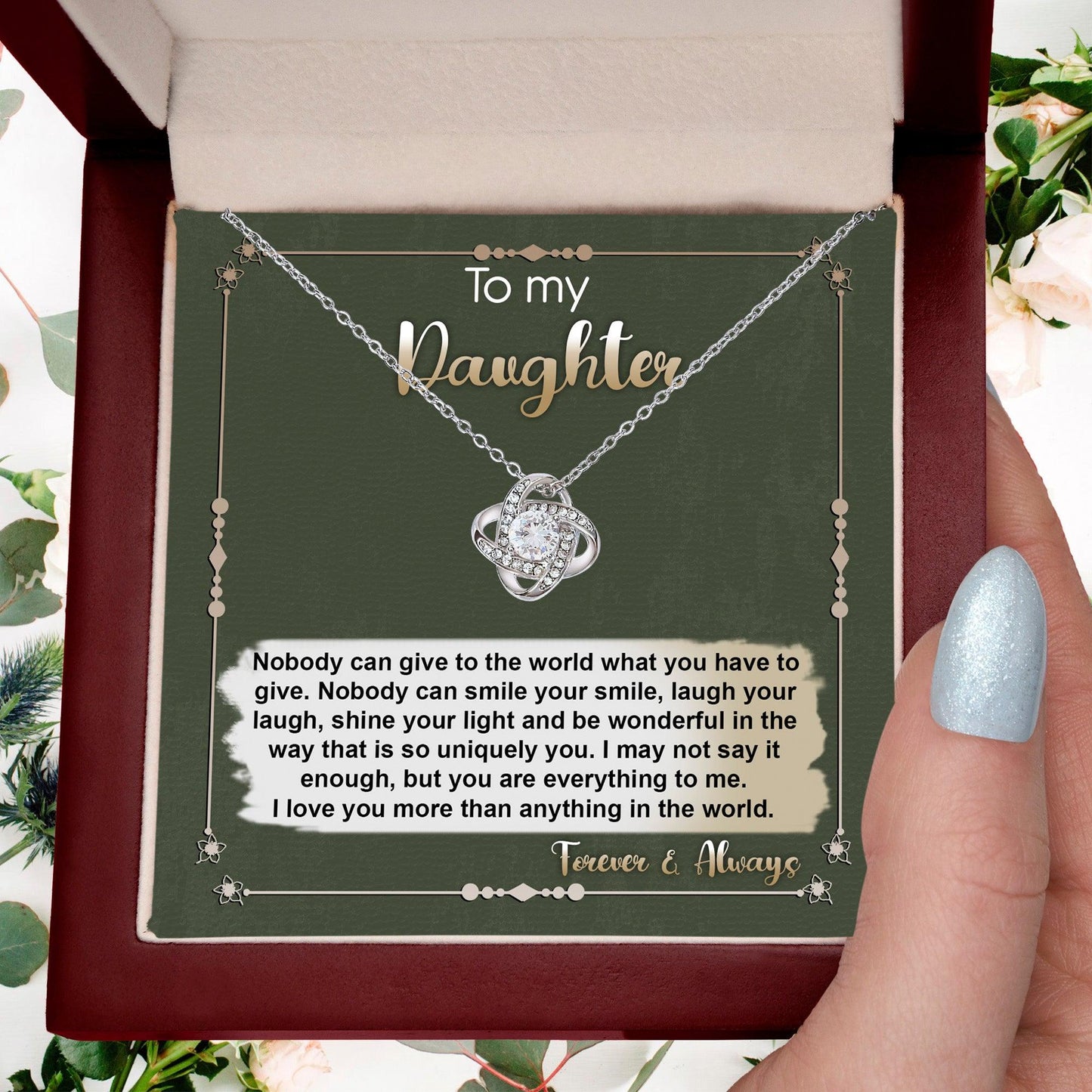 To My Daughter - You are Everything To Me - Love Knot Necklace - Mallard Moon Gift Shop
