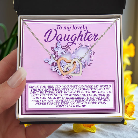 To My Lovely Daughter – Expand Your Wings and Fly – Encouraging Necklace Gift with Message Card - Mallard Moon Gift Shop
