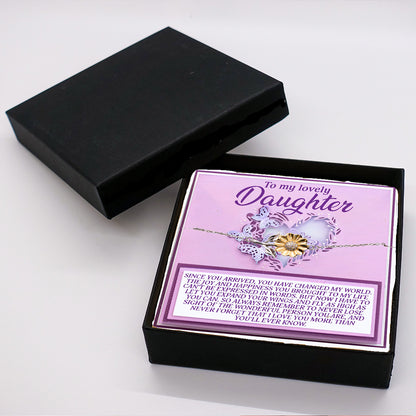To My Lovely Daughter – Expand Your Wings and Fly – Sunflower Bracelet Gift with Message Card - Mallard Moon Gift Shop