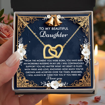 To My Beautiful Daughter - My Blessing - Interlocking Hearts Necklace – A Sentimental Gift of Love & Support - Mallard Moon Gift Shop