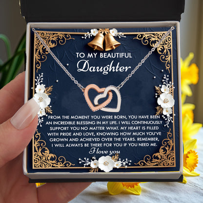 To My Beautiful Daughter - My Blessing - Interlocking Hearts Necklace – A Sentimental Gift of Love & Support - Mallard Moon Gift Shop