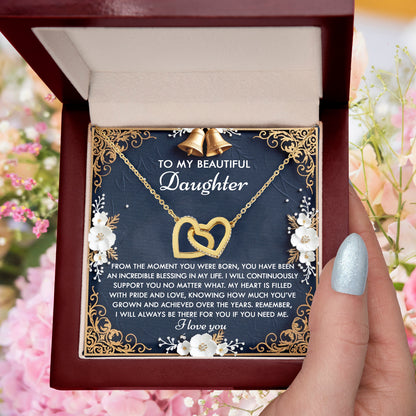 To My Beautiful Daughter - My Blessing - Interlocking Hearts Necklace – A Sentimental Gift of Love & Support - Mallard Moon Gift Shop