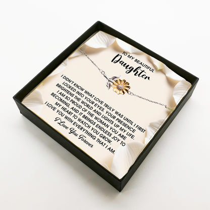 Daughter Sunflower Bracelet - Proud of You  – 925 Sterling Silver with 18K Gold-Plated Petals – Meaningful Jewelry Gift from Parent – Includes Heartfelt Message Card - Mallard Moon Gift Shop