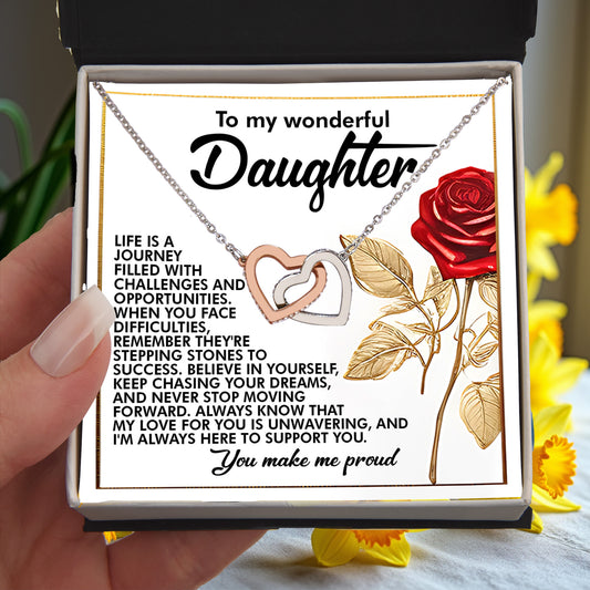 To My Wonderful Daughter – You Make Me Proud – Motivational Necklace Gift with Message of Love and Support - Mallard Moon Gift Shop