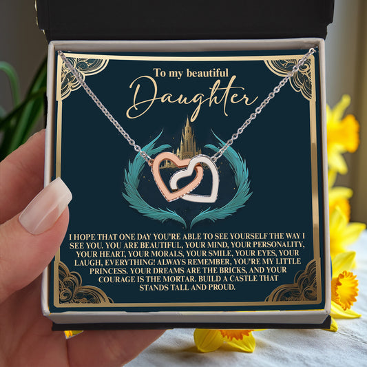 To My Beautiful Daughter – Build a Castle That Stands Tall and Proud – Fairytale-Inspired Necklace Gift from Mom - Mallard Moon Gift Shop