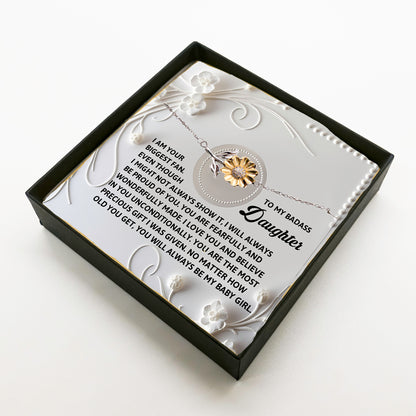 Badass Daughter Sunflower Bracelet – I Am Your Biggest Fan – Birthday, Graduation, Christmas Jewelry Gift From Parent - Mallard Moon Gift Shop