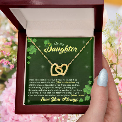 To My Cherished Daughter, My Shining Star– Interlocking Hearts Necklace St. Patrick's Day Gift - Mallard Moon Gift Shop