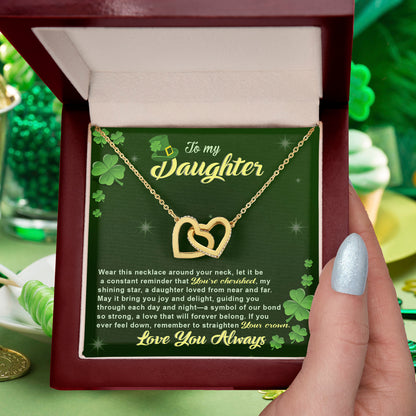 To My Cherished Daughter, My Shining Star– Interlocking Hearts Necklace St. Patrick's Day Gift - Mallard Moon Gift Shop