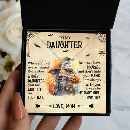 Daughter Halloween Inspired - Put Your Hat On and Don't Hide Your Magic Love Dancing Heart Necklace - Mallard Moon Gift Shop