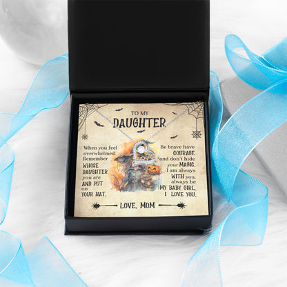 Daughter Halloween Inspired - Put Your Hat On and Don't Hide Your Magic Love Dancing Heart Necklace - Mallard Moon Gift Shop