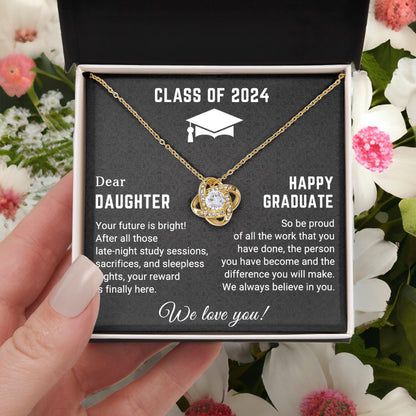 Dear Daughter Your Future is Bright Graduation Class of 2024 Love Knot Pendant Necklace - Mallard Moon Gift Shop