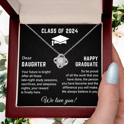 Dear Daughter Your Future is Bright Graduation Class of 2024 Love Knot Pendant Necklace - Mallard Moon Gift Shop