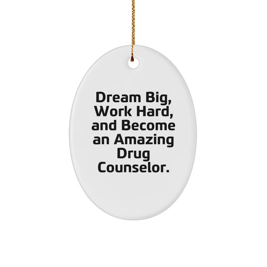 Dream Big Drug Counselor Gifts, Oval Ornament for Christmas, Inspirational Quote, Gifts from Family to Friends, Gifts for Drug Counselor