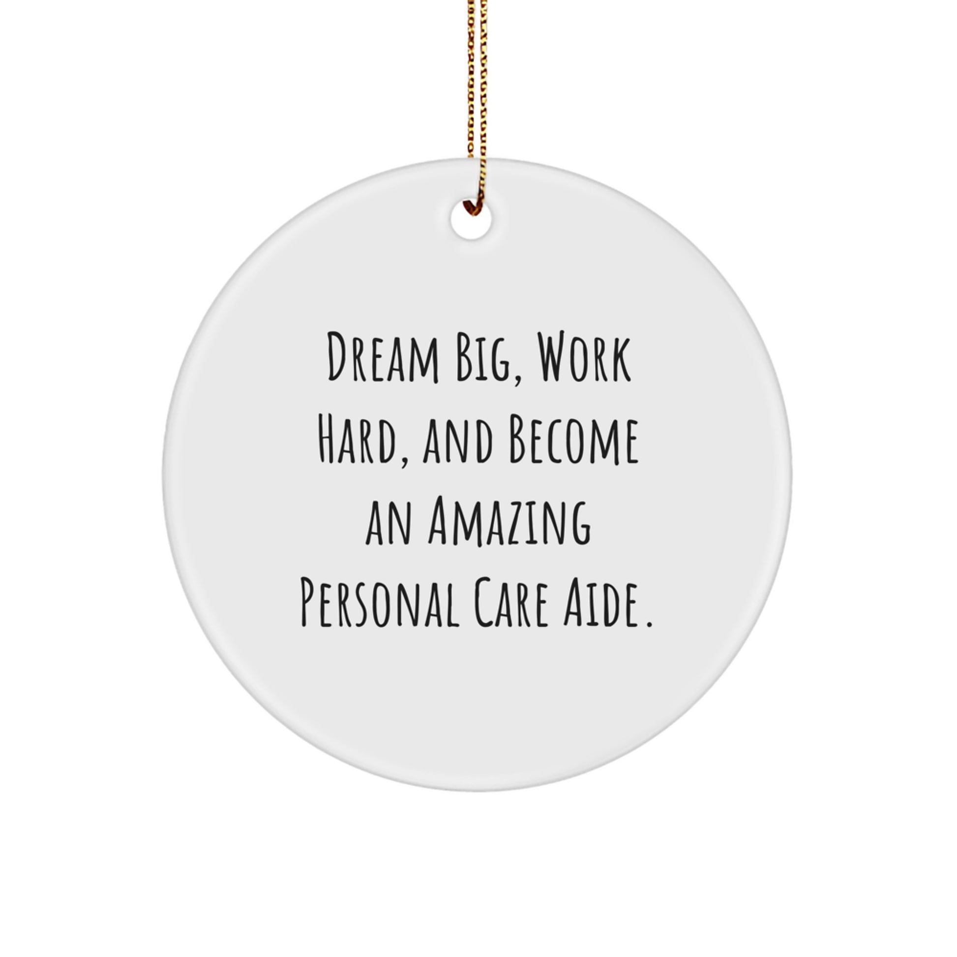Dream Big, Work Hard, Gifts for Personal Care Aide, Circle Ornament, Inspirational Quote, Gifts from Family, Christmas Unique Gifts