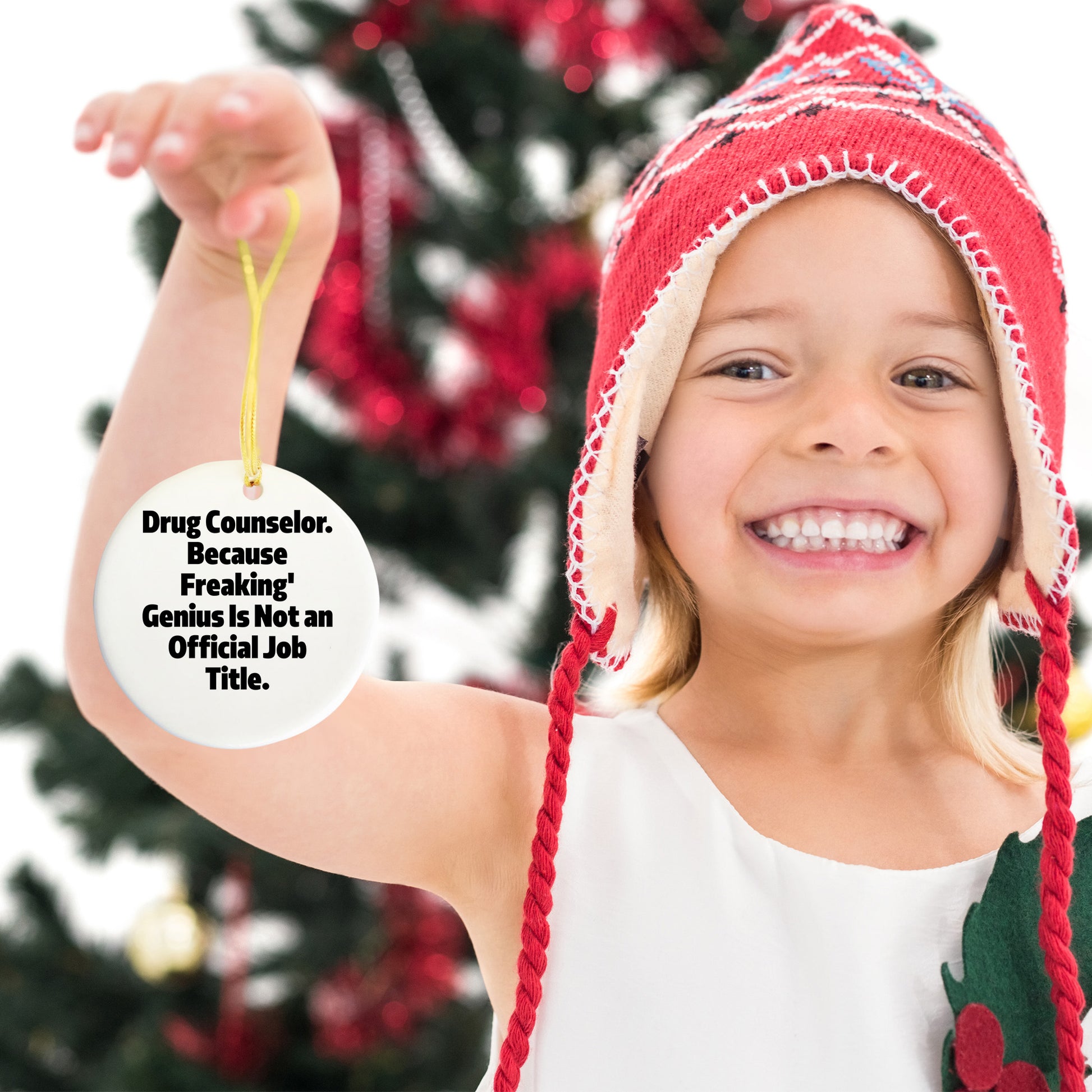 Drug Counselor Gifts, 'Freaking' genius Circle Ornament, Funny Quote, Christmas Unique Gifts from Friends