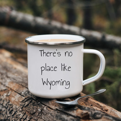 Wyoming Love Camping Mug - There's No Place Like Wyoming - Mallard Moon Gift Shop