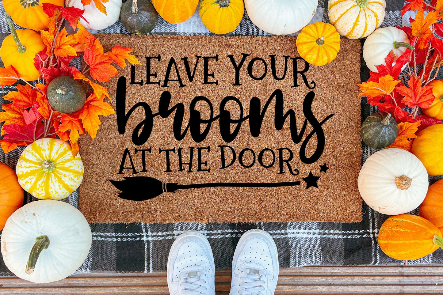Halloween Door Mat - Leave Your Broom at the Door - Mallard Moon Gift Shop