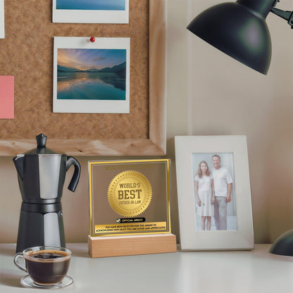 Gift for Father-in-Law Seal of Excellence Award World's Best Father-in-Law Acrylic Plaque - Mallard Moon Gift Shop