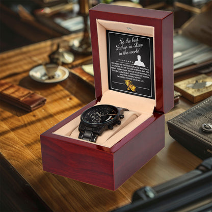 Gift for Father-In-Law My Bonus Dad My Best Friend Black Chronograph Watch - Mallard Moon Gift Shop