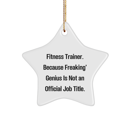 Fitness Trainer Star Ornament, Funny Quote Gifts from Friends, 'Fitness Trainer. Because Freaking' genius Is Not An Official Job Title.', Unique Christmas Unique Gifts for Fitness Trainers