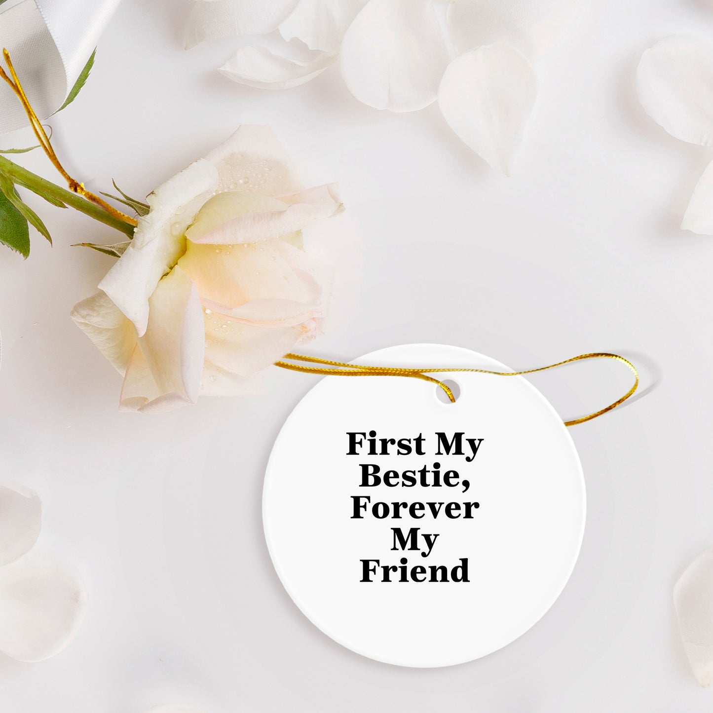 Forever My Bestie, Circle Ornament Gift for Bestie, Funny Christmas Ornament with Quote, Gifts from Friends to Bestie