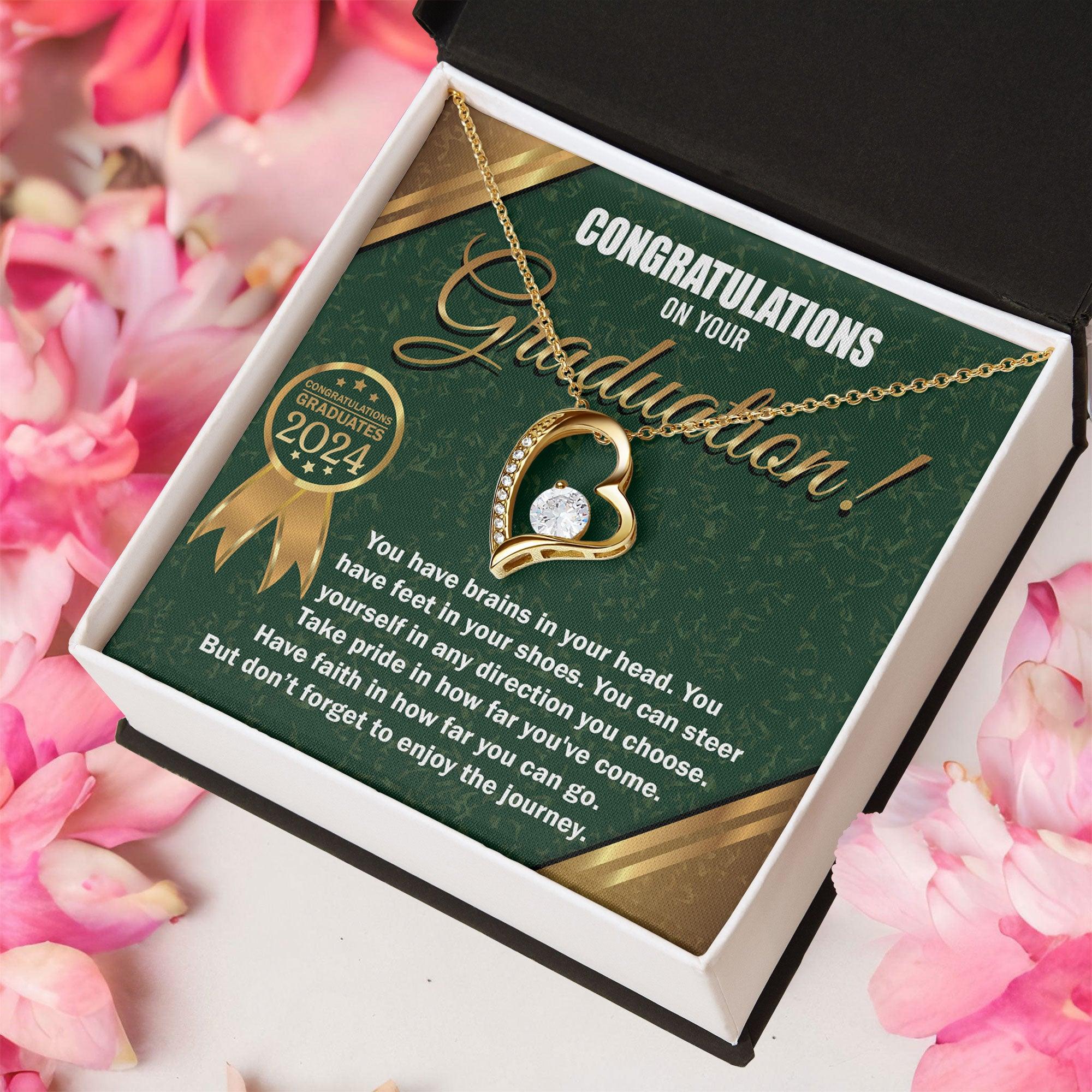 Graduation Gift for Her Congratulations Take Pride Have Faith Enjoy the Journey Heart Pendant Necklace with Gift Box - Mallard Moon Gift Shop