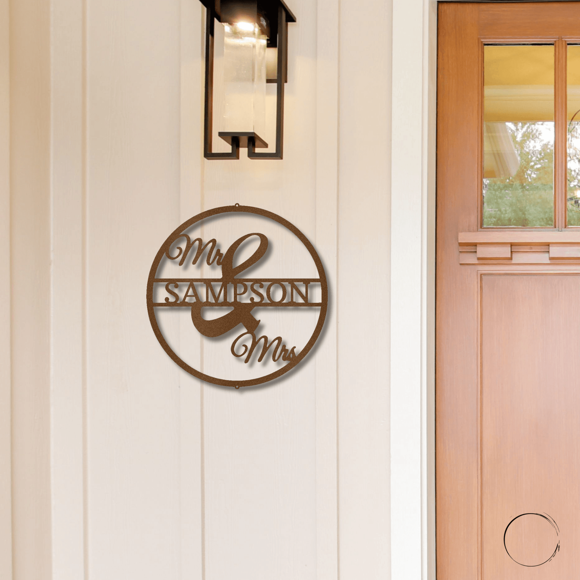 Mr and Mrs Circle Custom Name Steel Wall Sign - Mallard Moon Gift Shop