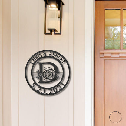 Personalized Elaborate Split Letter Name Initial Indoor Outdoor Steel Wall Sign Metal Art - Mallard Moon Gift Shop