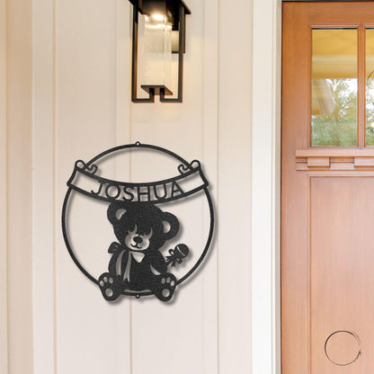 Cherished Teddy Bear: Personalized Metal Name Sign for Children - Mallard Moon Gift Shop