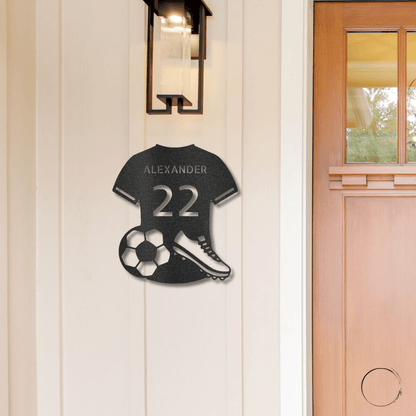 Soccer Jersey Monogram Custom Name Steel Sign Metal Wall Art - Mallard Moon Gift Shop