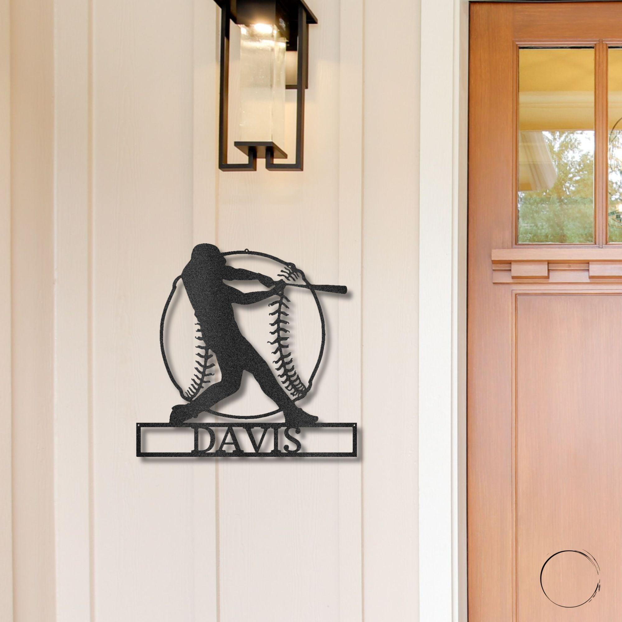 Baseball Batter Custom Name Metal Art Wall Sign - Mallard Moon Gift Shop