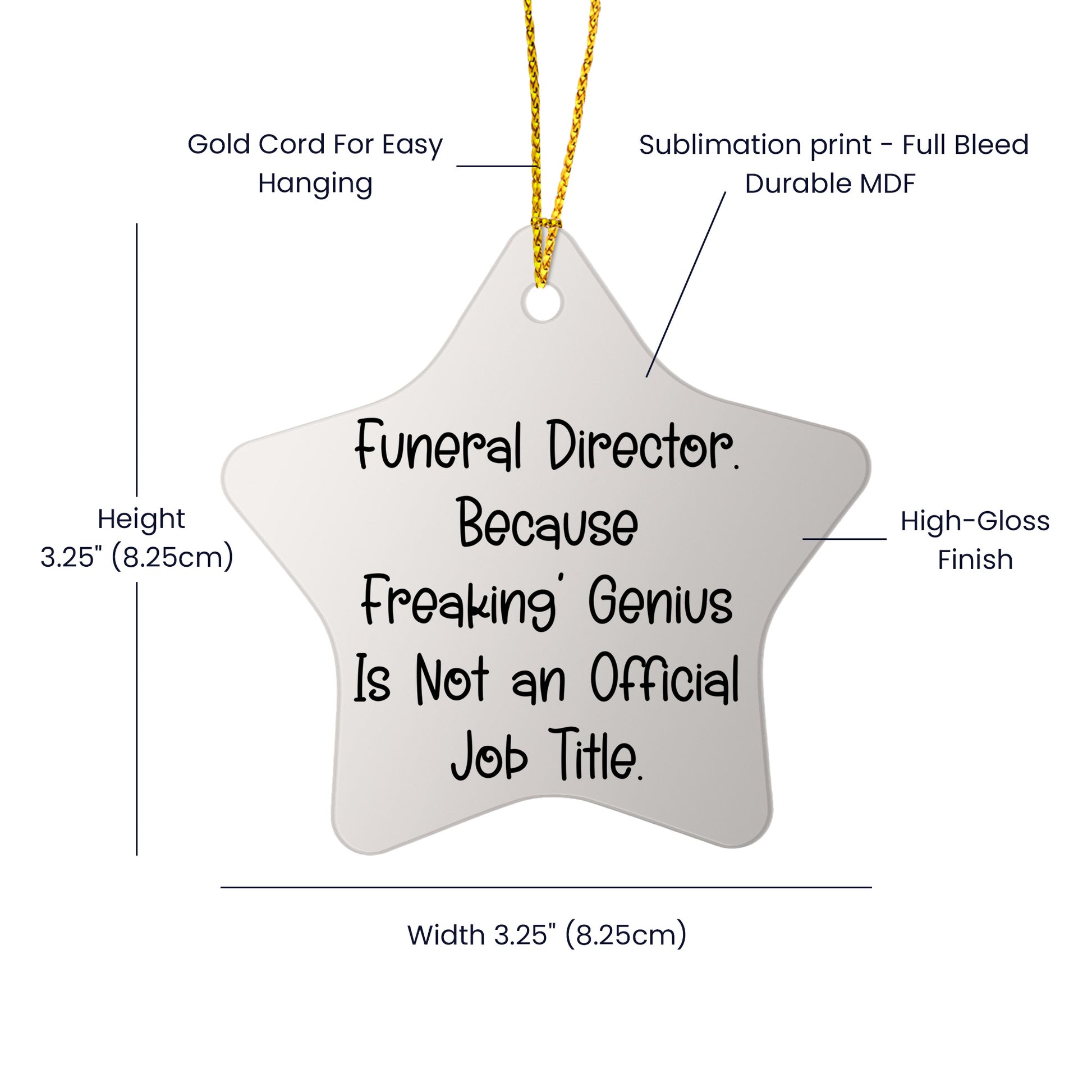 Funeral Director Gifts from Friends - 'Because Freaking' genius Is Not An Official Job Title.' Star Ornament for Christmas, Gifts for Funeral Director