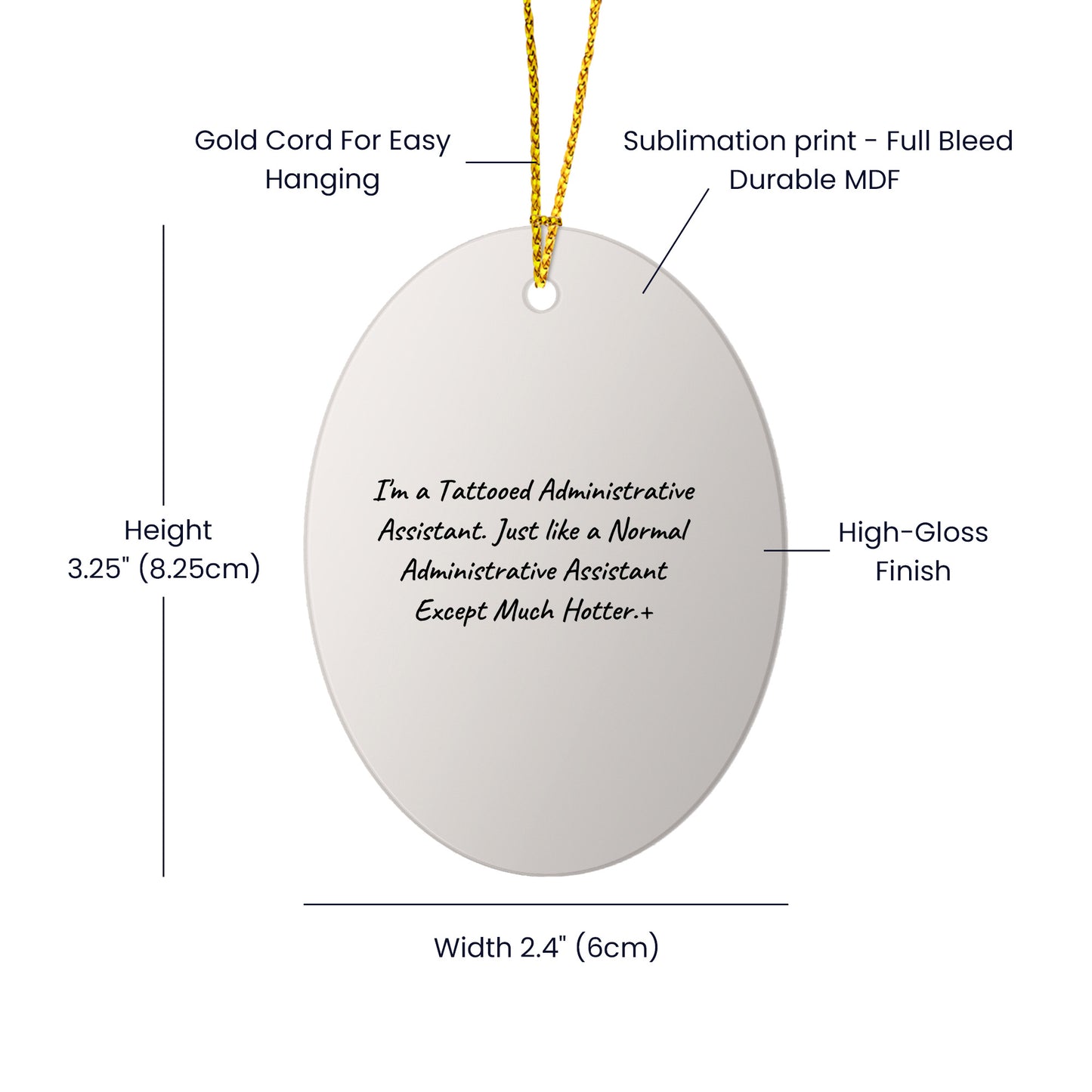 Funny Administrative Assistant Gifts for Women, Oval Ornament with Quirky Quote, Gifts from Friends to Coworkers, Perfect Christmas Unique Gifts