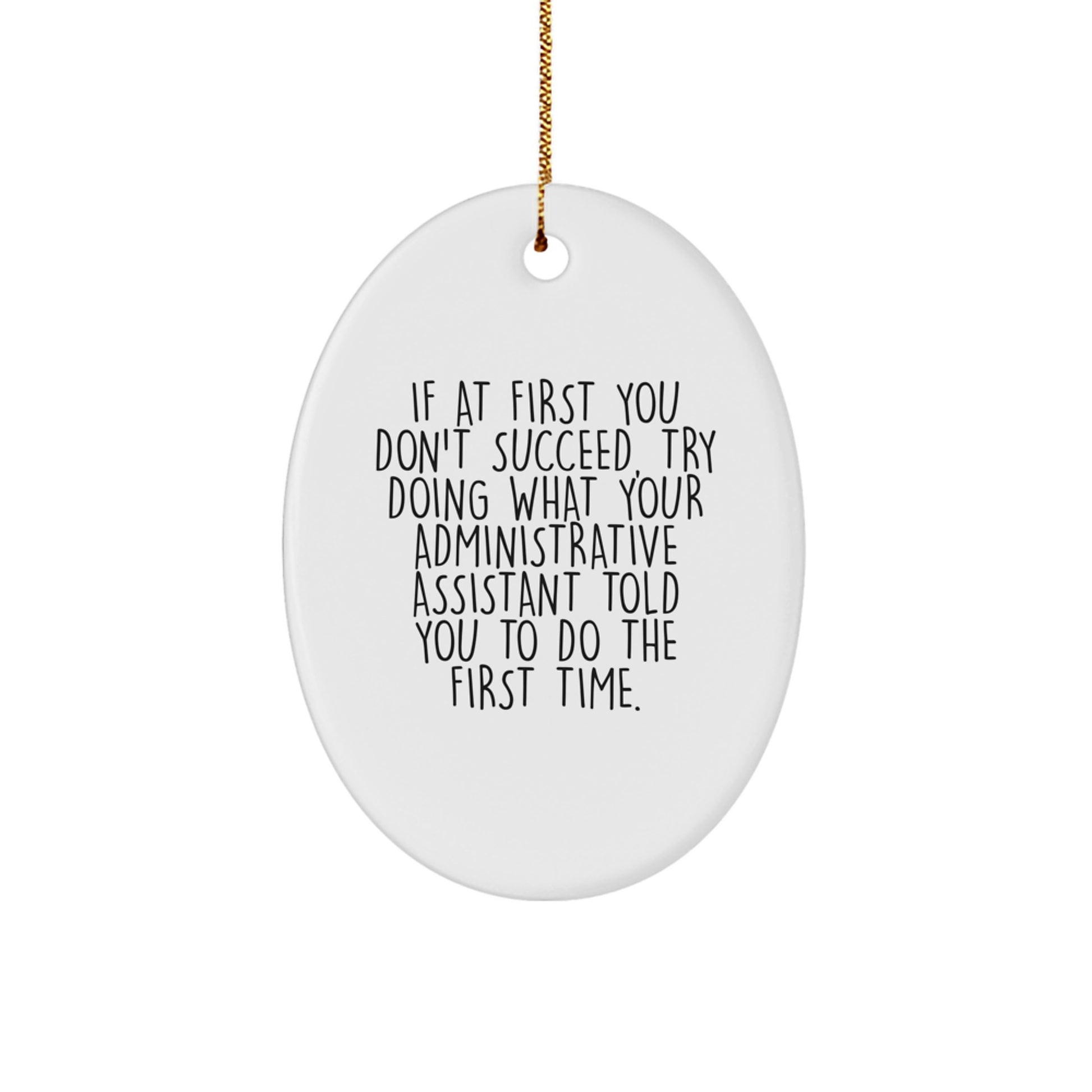 Funny Administrative Assistant Gifts from Friends - Oval Ornament for Christmas with If At First You Don't Succeed Quote, Gifts for Administrative Assistant