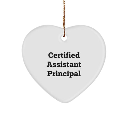 Funny Assistant Principal Christmas Unique Gift for Men from Coworkers - Heart Ornament with Inspirational Quote