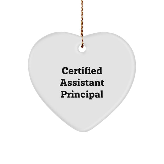Funny Assistant Principal Christmas Unique Gift for Men from Coworkers - Heart Ornament with Inspirational Quote