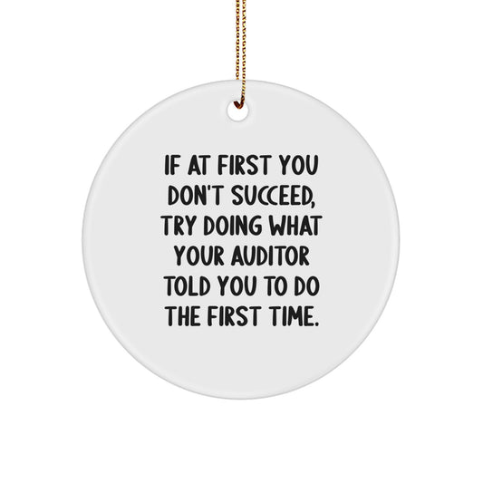 Funny Auditor Gifts, Circle Ornament with Inspirational Quote, Gifts from Men to Auditors for Christmas, Durable MDF Material