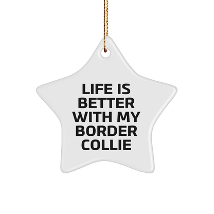 Funny Border Collie Dog Gifts from Friends, Gifts for Border Collie Dog Lovers, Star Ornament for Christmas