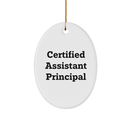 Funny Certified Assistant Principal Gifts for Christmas - Oval Ornament from Friends, Coworkers, or Family