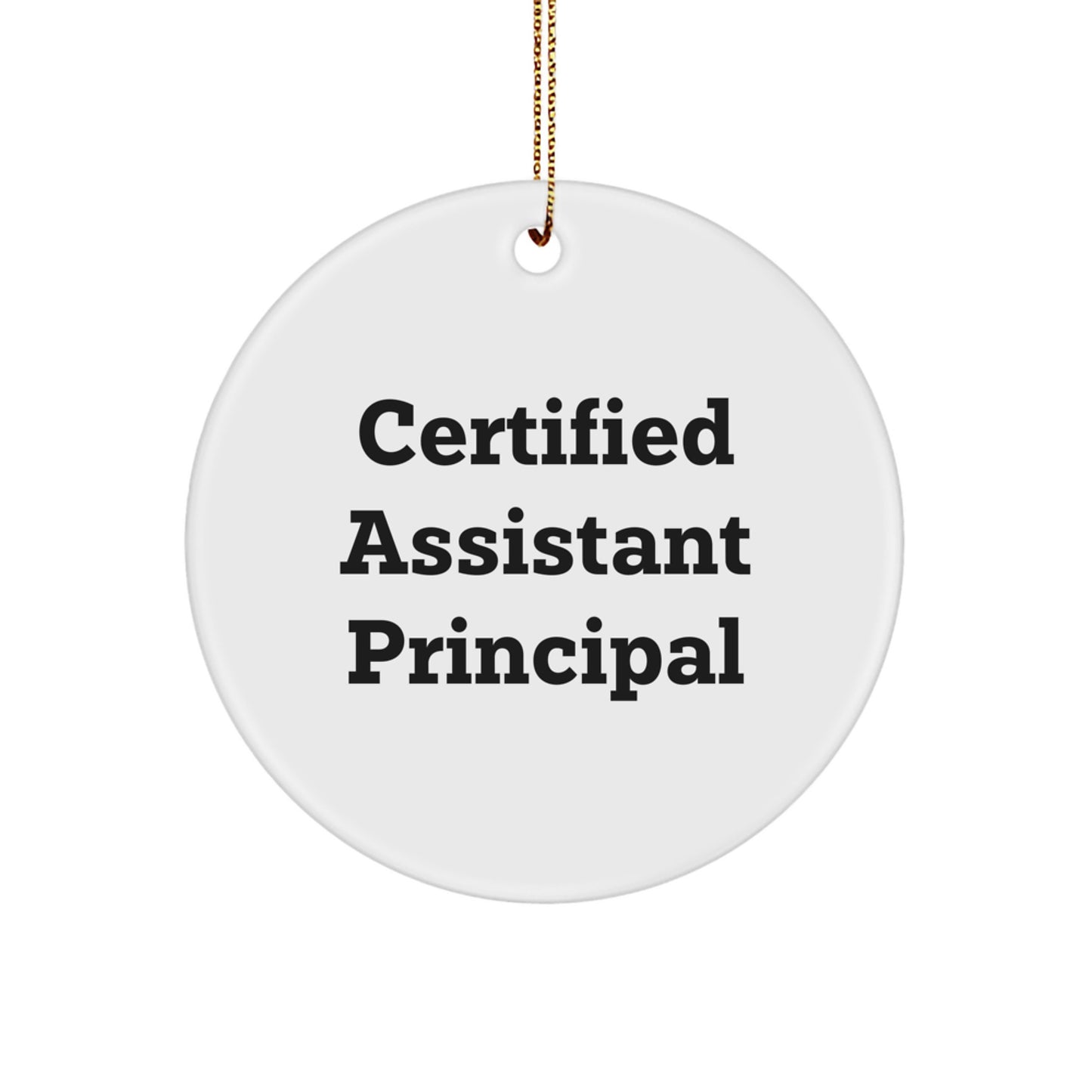 Funny Certified Assistant Principal Gifts for Men, Women, Friends, Coworkers - Assistant Principal Circle Ornament, White, Vibrant Print, Christmas Unique Gifts