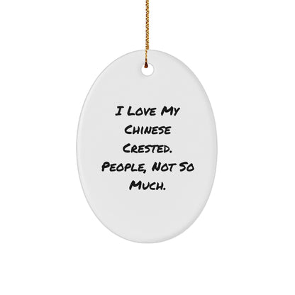 Funny Chinese Crested Dog Oval Ornament Gifts from Friends for Men Women Family Christmas Unique