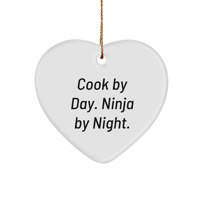 Funny Cook Hear Ornament - Cook By Day. Ninja By Night. Christmas Unique Gifts
