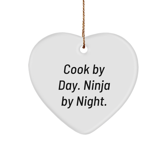 Funny Cook Hear Ornament - Cook By Day. Ninja By Night. Christmas Unique Gifts