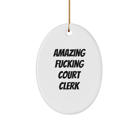 Funny Court Clerk Gifts from Friends - Amazing Quotes Oval Ornament for Court Clerks, Christmas Unique Gifts for Court Clerk