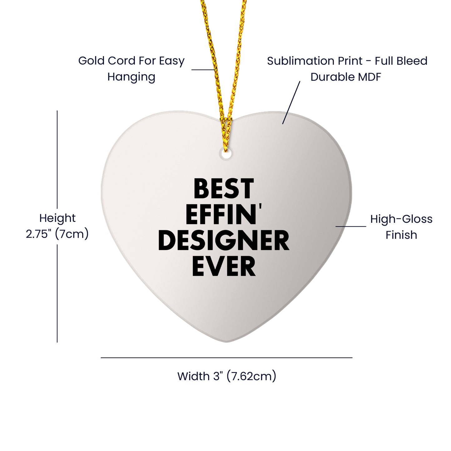 Funny Designer Gifts from Best Effin' Ever - Heart Ornament for Christmas